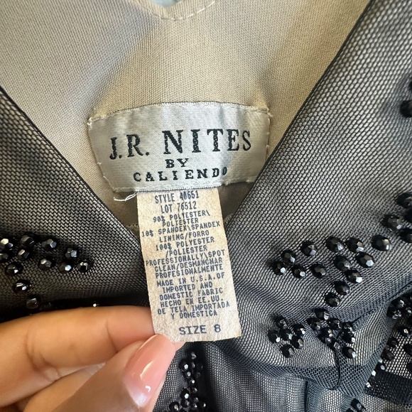 J.R. Nites Vintage Beaded Y2K 2 Layer Evening Dress Size 8 - Picture 6 of 7
